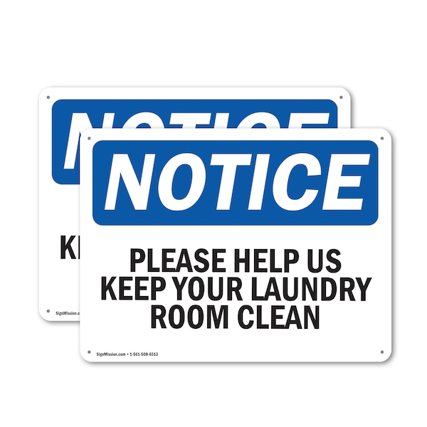 Signmission Please Help Us Keep Your Laundry Room Clean, 10 in W x Rectangle, Plastic OS-2PACK-NS-P-710-L-17460 - main